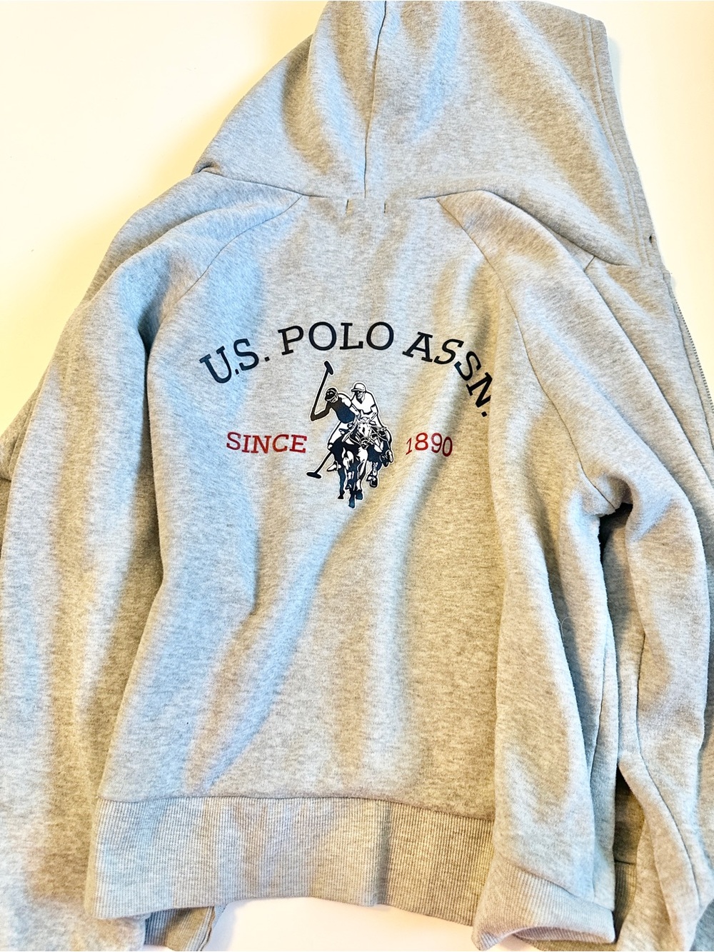 U.S. Polo Assn. Light Gray Hoodie with Polo Player Logo